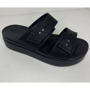 Crocs Brooklyn Low Wedge Sandals Black Womens‎ Size 11 Platform Adjustable